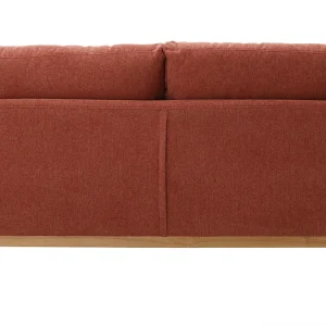 Canapé Scandinave Déhoussable 2 Places En Tissu Effet Velours Texturé Terracotta Et Bois Clair OSLO 15