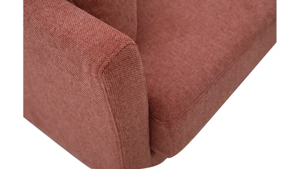 Canapé Scandinave Déhoussable 2 Places En Tissu Effet Velours Texturé Terracotta Et Bois Clair OSLO 6