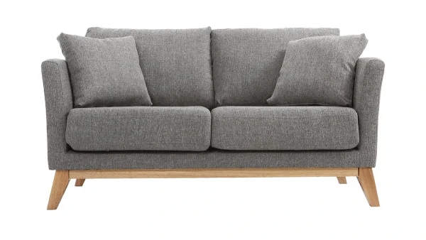 aux meilleurs prix Canapé Scandinave Déhoussable 2 Places En Tissu Gris Et Bois Clair OSLO 1