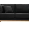 Canapé Scandinave Déhoussable 2 Places En Tissu Gris Foncé Et Bois Clair OSLO 17