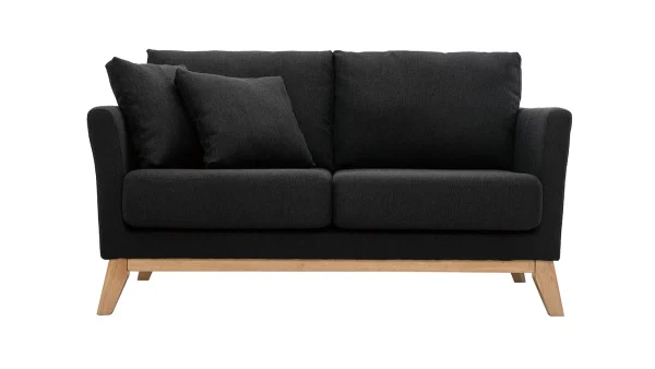 garantis authentique Canapé Scandinave Déhoussable 2 Places En Tissu Gris Foncé Et Bois Clair OSLO 1