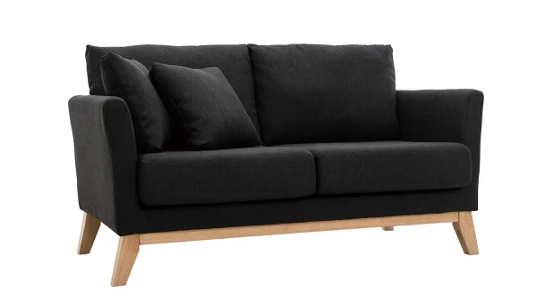 garantis authentique Canapé Scandinave Déhoussable 2 Places En Tissu Gris Foncé Et Bois Clair OSLO 3