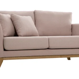 Canapé Scandinave Déhoussable 2 Places En Tissu Rose Et Bois Clair OSLO 11