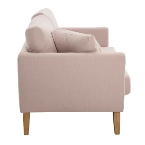 Canapé Scandinave Déhoussable 2 Places En Tissu Rose Et Bois Clair OSLO 13