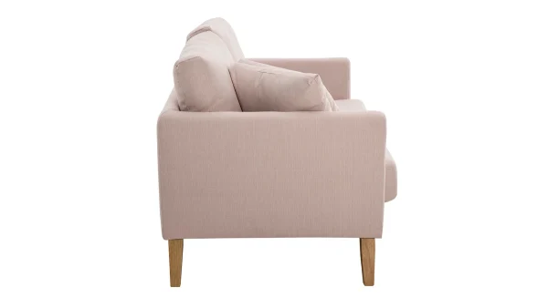 Canapé Scandinave Déhoussable 2 Places En Tissu Rose Et Bois Clair OSLO 4