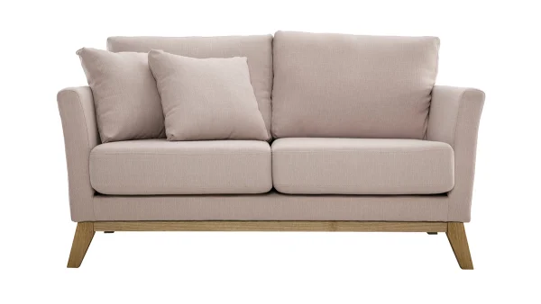 Canapé Scandinave Déhoussable 2 Places En Tissu Rose Et Bois Clair OSLO 1
