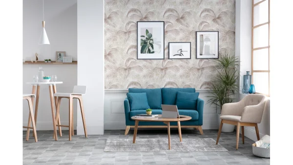 Canapé Scandinave Déhoussable 2 Places En Tissu Rose Et Bois Clair OSLO 7