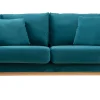 de garantie authentique Canapé Scandinave Déhoussable 2 Places En Tissu Velours Bleu Pétrole Et Bois Clair OSLO 23