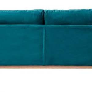 Canapé Scandinave Déhoussable 2 Places En Tissu Velours Bleu Pétrole Et Bois Clair OSLO 16