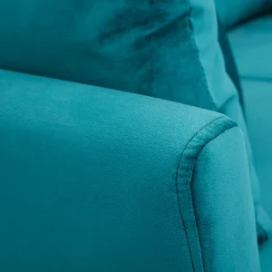 Canapé Scandinave Déhoussable 2 Places En Tissu Velours Bleu Pétrole Et Bois Clair OSLO 18