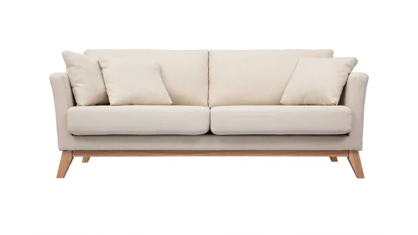 Canapé Scandinave Déhoussable 3 Places En Tissu Beige Et Bois Clair OSLO Prestation Et Rapide 1