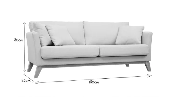 Canapé Scandinave Déhoussable 3 Places En Tissu Beige Et Bois Clair OSLO Prestation Et Rapide 9
