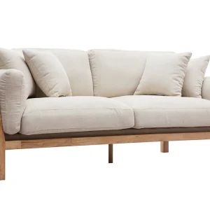 soldes ligne Canapé Scandinave Déhoussable 3 Places En Tissu Blanc Crème Et Bois Clair KYO 11