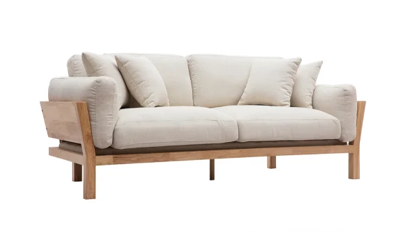 soldes ligne Canapé Scandinave Déhoussable 3 Places En Tissu Blanc Crème Et Bois Clair KYO 3