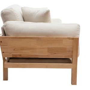 soldes ligne Canapé Scandinave Déhoussable 3 Places En Tissu Blanc Crème Et Bois Clair KYO 13