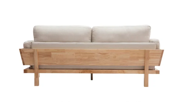 soldes ligne Canapé Scandinave Déhoussable 3 Places En Tissu Blanc Crème Et Bois Clair KYO 5