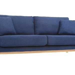 Canapé Scandinave Déhoussable 3 Places En Tissu Bleu Foncé Et Bois Clair OSLO shopping pas cher 13