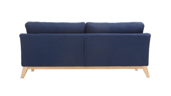 Canapé Scandinave Déhoussable 3 Places En Tissu Bleu Foncé Et Bois Clair OSLO shopping pas cher 4
