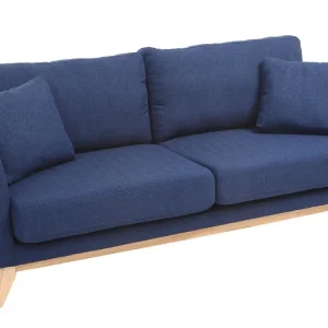 Canapé Scandinave Déhoussable 3 Places En Tissu Bleu Foncé Et Bois Clair OSLO shopping pas cher 17