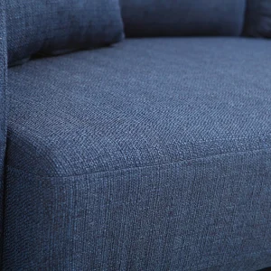 Canapé Scandinave Déhoussable 3 Places En Tissu Bleu Foncé Et Bois Clair OSLO shopping pas cher 19