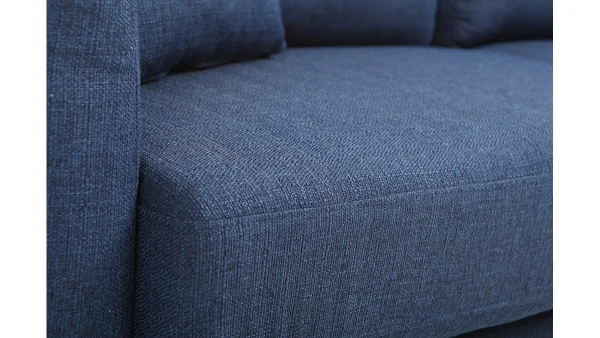Canapé Scandinave Déhoussable 3 Places En Tissu Bleu Foncé Et Bois Clair OSLO shopping pas cher 6