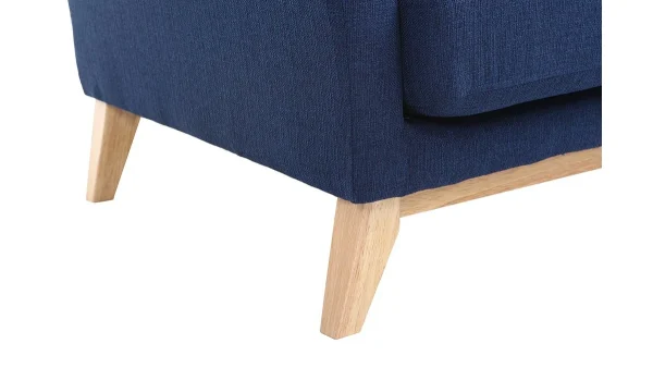 Canapé Scandinave Déhoussable 3 Places En Tissu Bleu Foncé Et Bois Clair OSLO shopping pas cher 7