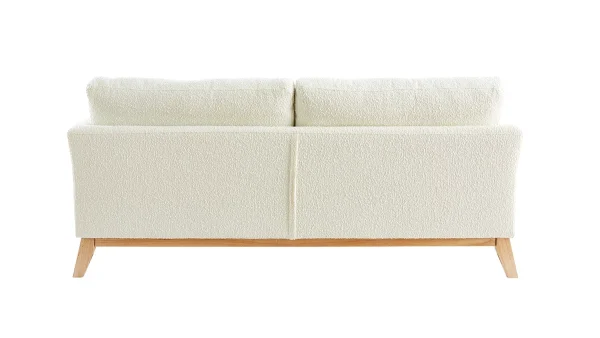 Canapé Scandinave Déhoussable 3 Places En Tissu Effet Laine Bouclée écru Et Bois Clair OSLO 5