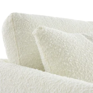 Canapé Scandinave Déhoussable 3 Places En Tissu Effet Laine Bouclée écru Et Bois Clair OSLO 18