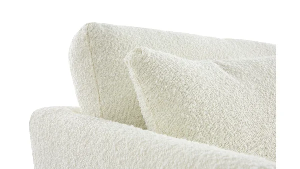 Canapé Scandinave Déhoussable 3 Places En Tissu Effet Laine Bouclée écru Et Bois Clair OSLO 6