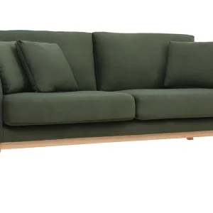 garantis authentique Canapé Scandinave Déhoussable 3 Places En Tissu Effet Velours Kaki Et Bois Clair OSLO – Miliboo & Stéphane Plaza 13