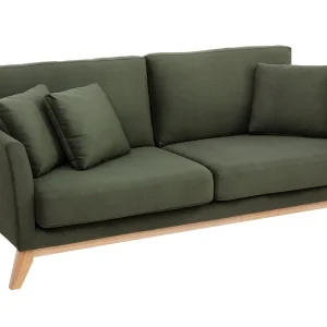 garantis authentique Canapé Scandinave Déhoussable 3 Places En Tissu Effet Velours Kaki Et Bois Clair OSLO – Miliboo & Stéphane Plaza 15