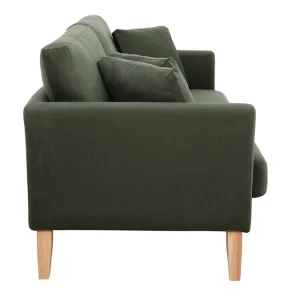 garantis authentique Canapé Scandinave Déhoussable 3 Places En Tissu Effet Velours Kaki Et Bois Clair OSLO – Miliboo & Stéphane Plaza 17