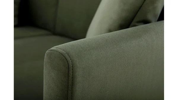 garantis authentique Canapé Scandinave Déhoussable 3 Places En Tissu Effet Velours Kaki Et Bois Clair OSLO – Miliboo & Stéphane Plaza 7