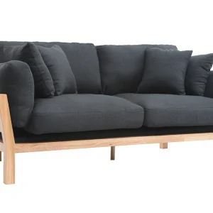 Canapé Scandinave Déhoussable 3 Places En Tissu Gris Anthracite Et Bois Clair KYO 12