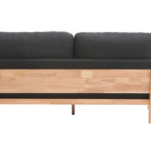 Canapé Scandinave Déhoussable 3 Places En Tissu Gris Anthracite Et Bois Clair KYO 14