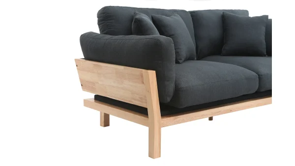 Canapé Scandinave Déhoussable 3 Places En Tissu Gris Anthracite Et Bois Clair KYO 5