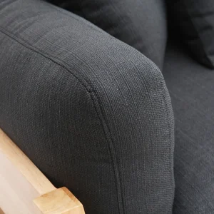 Canapé Scandinave Déhoussable 3 Places En Tissu Gris Anthracite Et Bois Clair KYO 18