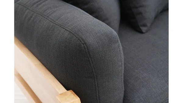 Canapé Scandinave Déhoussable 3 Places En Tissu Gris Anthracite Et Bois Clair KYO 6