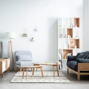Canapé Scandinave Déhoussable 3 Places En Tissu Gris Anthracite Et Bois Clair KYO 20