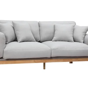 acheter en ligne Canapé Scandinave Déhoussable 3 Places En Tissu Gris Clair Et Bois Clair KYO 12