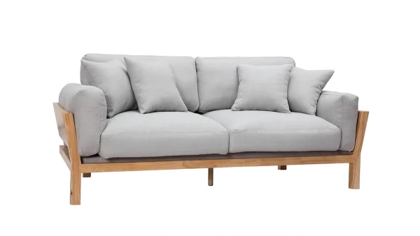 acheter en ligne Canapé Scandinave Déhoussable 3 Places En Tissu Gris Clair Et Bois Clair KYO 3