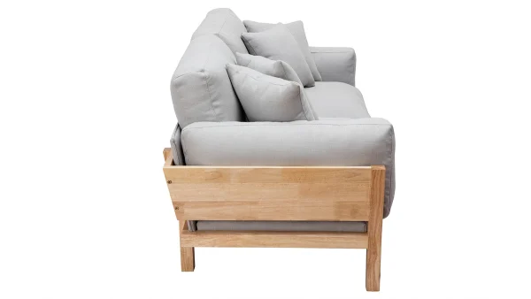 acheter en ligne Canapé Scandinave Déhoussable 3 Places En Tissu Gris Clair Et Bois Clair KYO 4