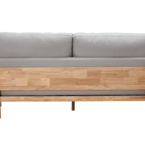 acheter en ligne Canapé Scandinave Déhoussable 3 Places En Tissu Gris Clair Et Bois Clair KYO 16