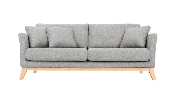 Canapé Scandinave Déhoussable 3 Places En Tissu Gris Clair Et Bois Clair OSLO ﻿soldes 1