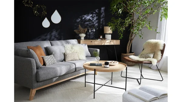 Canapé Scandinave Déhoussable 3 Places En Tissu Gris Clair Et Bois Clair OSLO ﻿soldes 6
