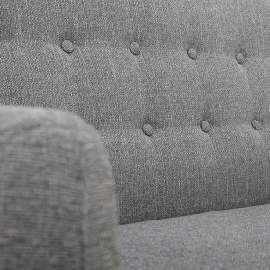 Canapé Scandinave Déhoussable 3 Places En Tissu Gris Clair Et Bois Clair YNOK 17
