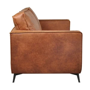boutique en ligne Canapé Vintage 2 Places Cuir Marron Cognac Aspect Vieilli Et Métal Noir SONNY 13
