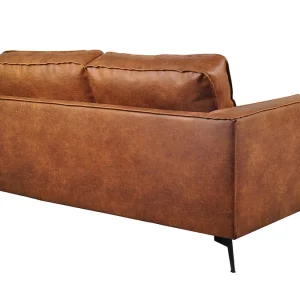 boutique en ligne Canapé Vintage 2 Places Cuir Marron Cognac Aspect Vieilli Et Métal Noir SONNY 15
