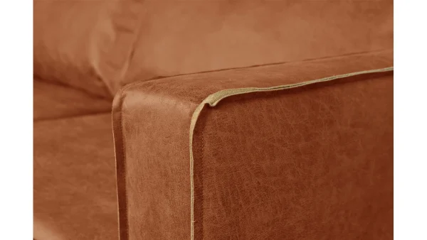 boutique en ligne Canapé Vintage 2 Places Cuir Marron Cognac Aspect Vieilli Et Métal Noir SONNY 6