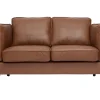 Canapé Vintage 2 Places Cuir Marron Et Bois Foncé BRADLEY 26